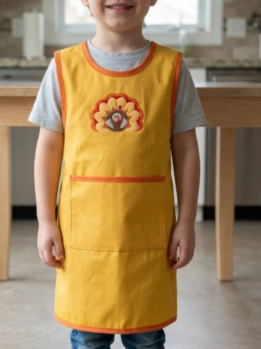 Williams Sonoma Thanksgiving Kids Apron Bib Turkey 4-6 years old